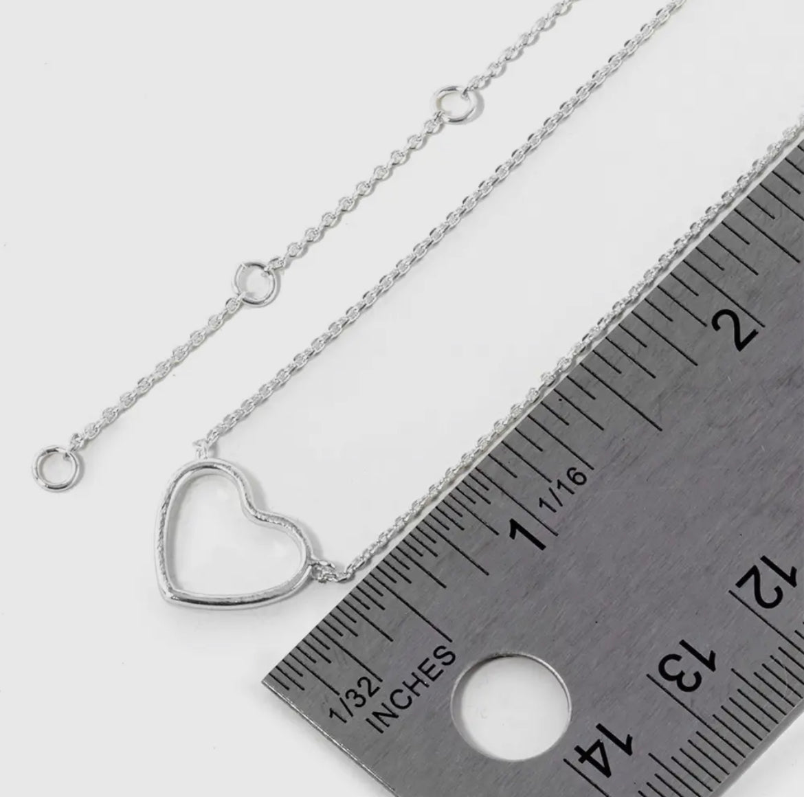 Silver Open Heart Pendant Necklace