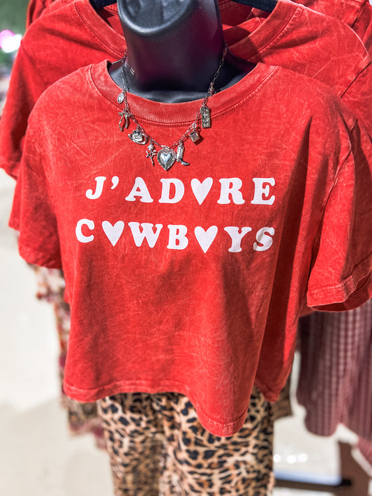 J’adore Cowboys Premium Mineral Wash Cropped Tee