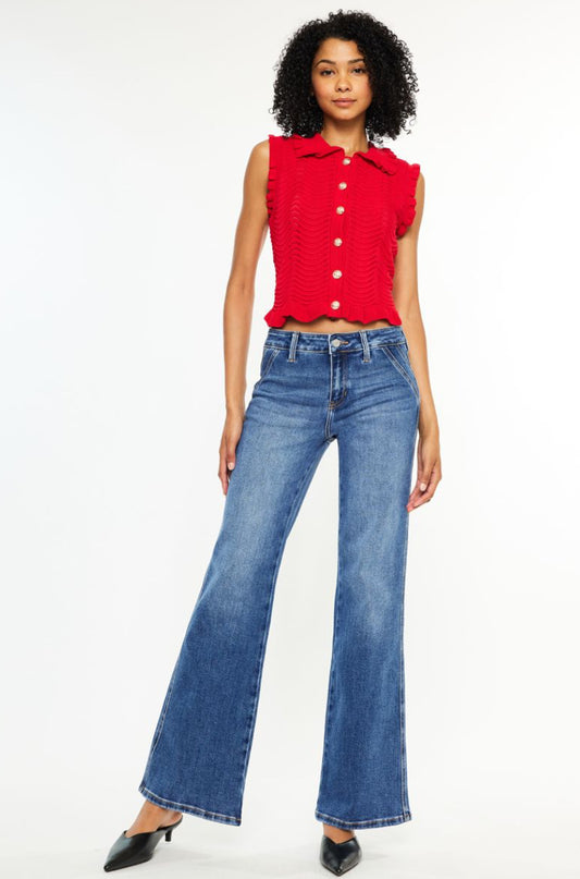 KanCan Rita Mid Rise Petite Wide Leg Jeans