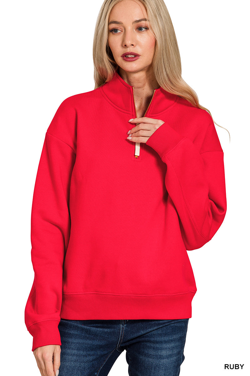 Ruby Red Fleece 1/4 Zip Pullover