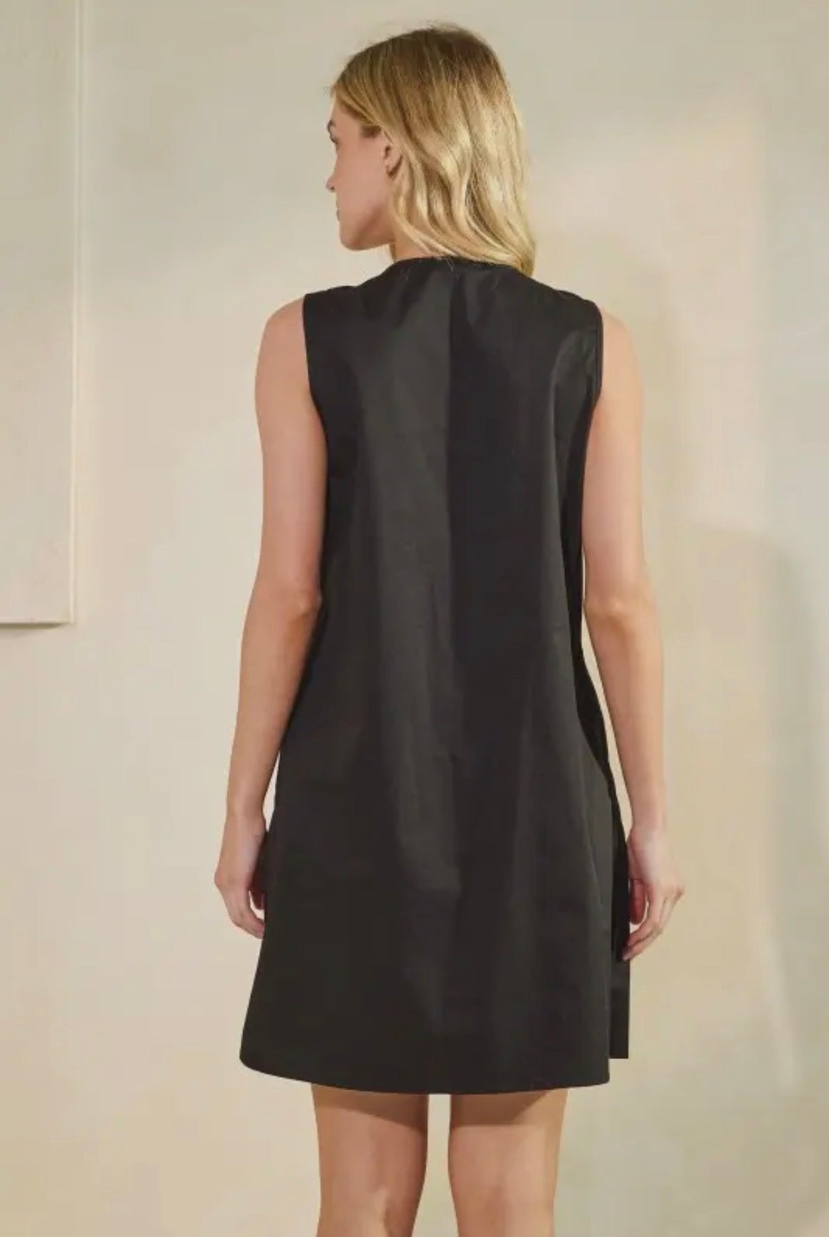 Black Pleated Bodice Dress