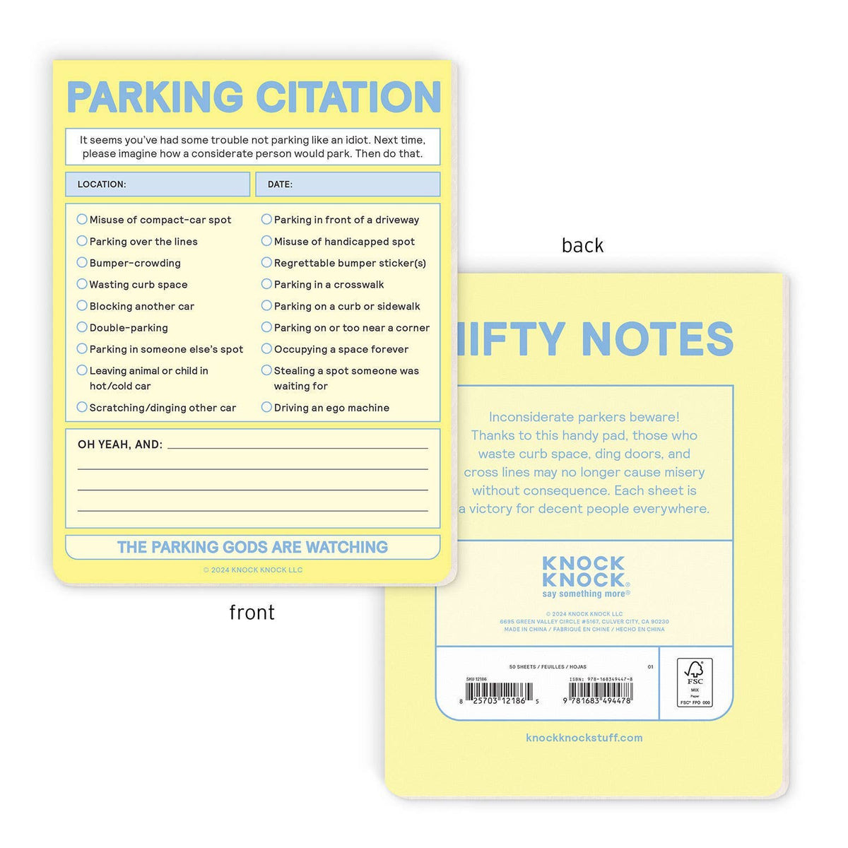 Parking Citation Nifty Note Pad (Pastel Version)