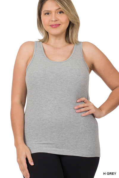 Heather Grey Ribbed Scoop Neck Tank