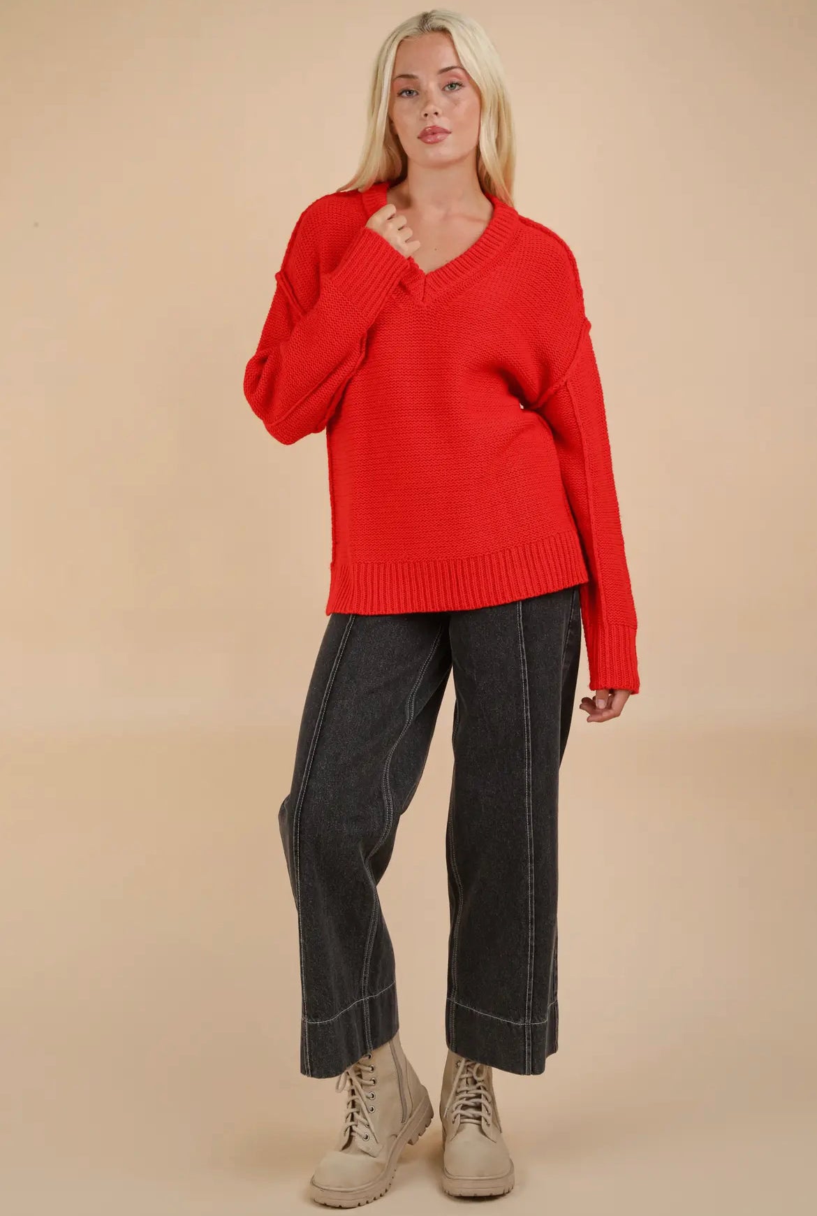 Red Chunky Knit Sweater