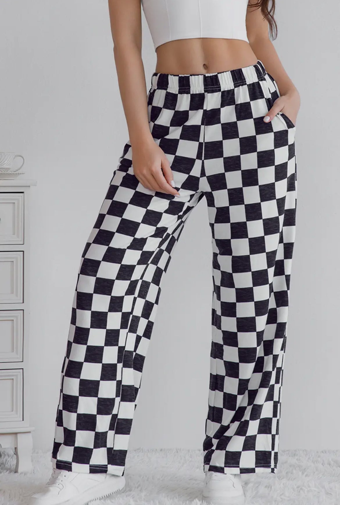 Black Checkered Lounge Pants