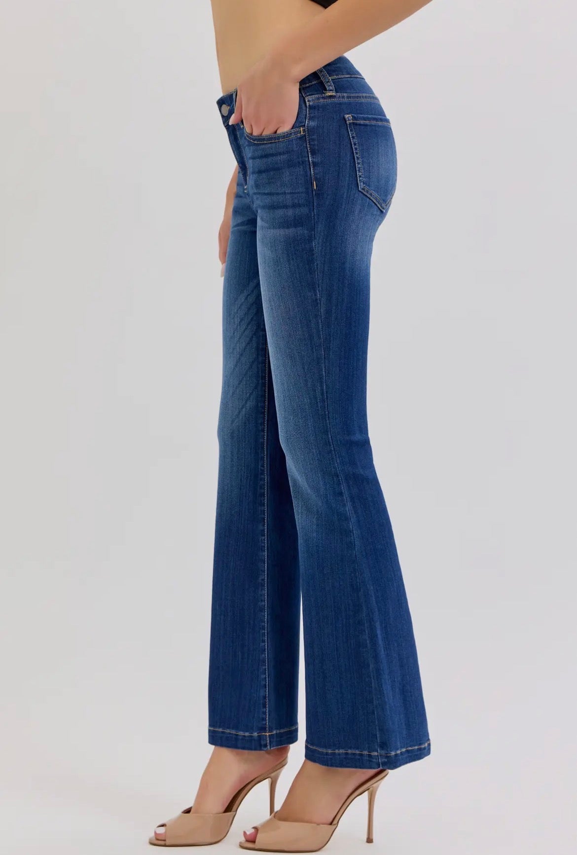 Braelynn Petite Mid Rise Flare Jeans