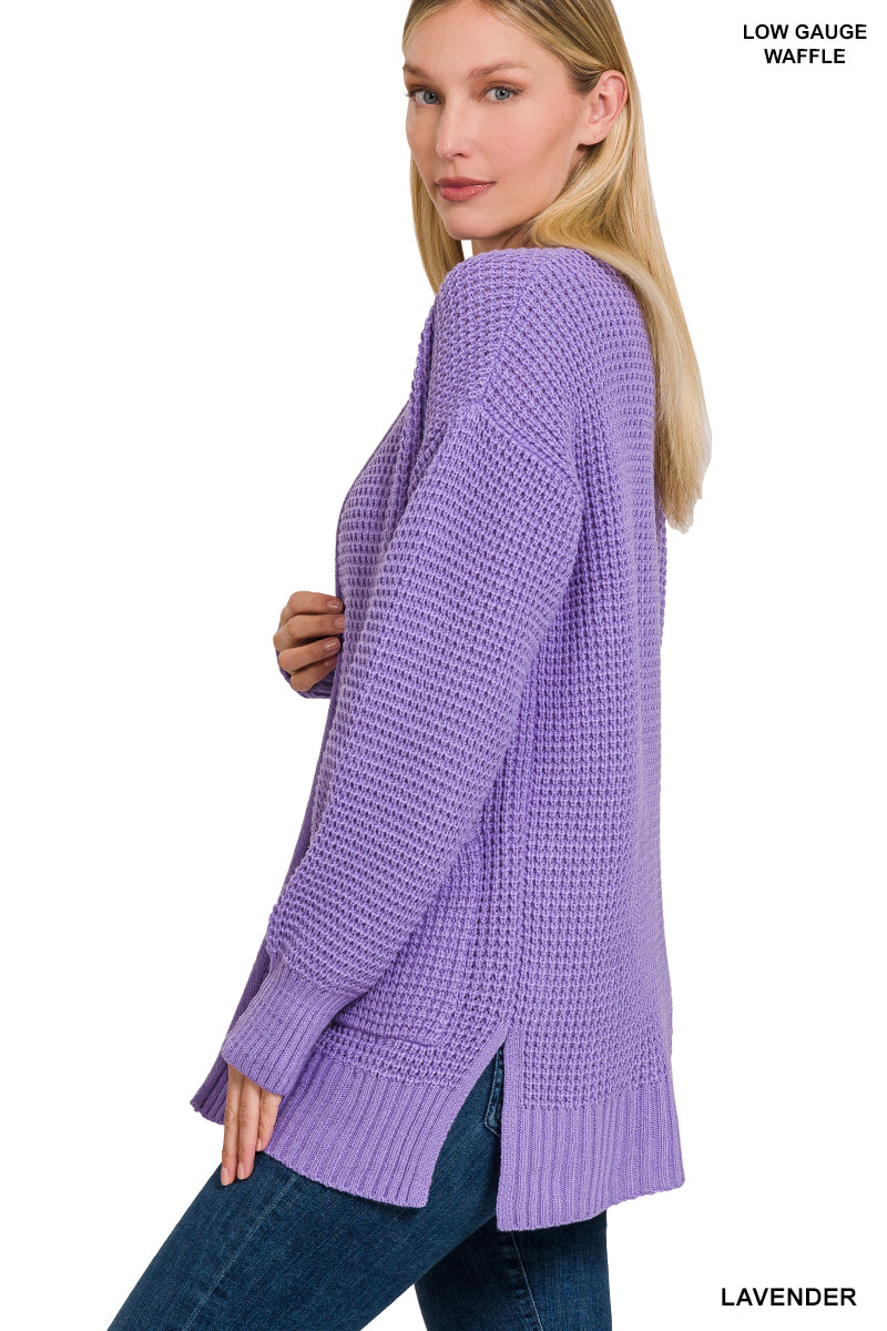 Lavender Waffle Knit Cardigan
