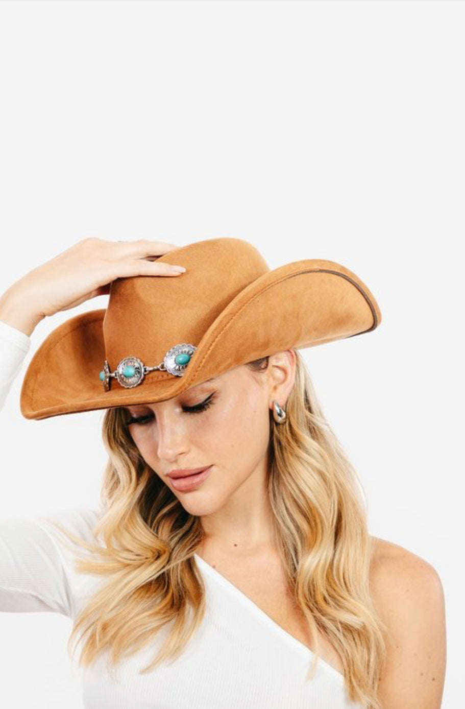 Tan Turquoise Concho Cowgirl Hat