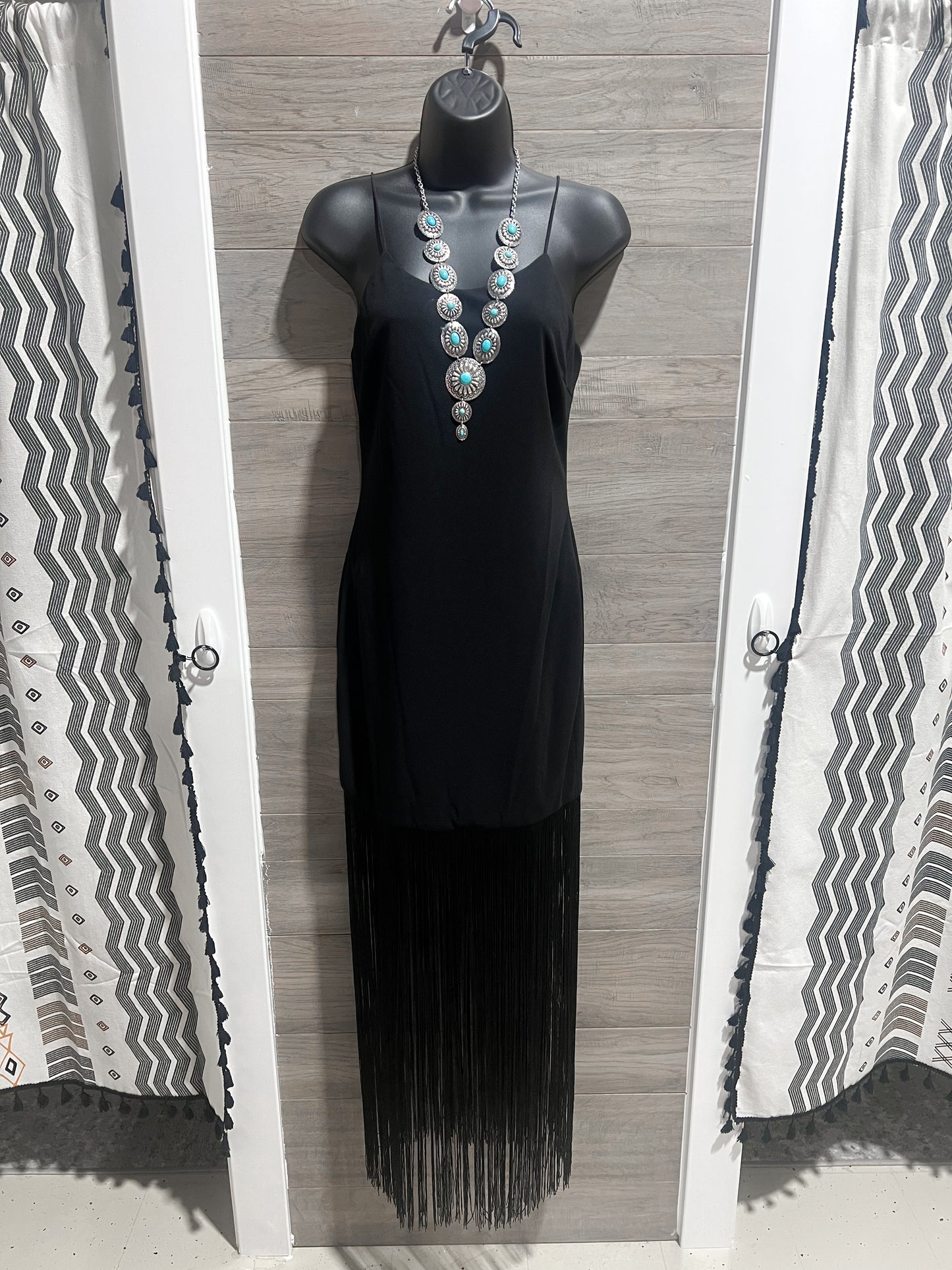 SMALL Black Farrah Fringe Dress