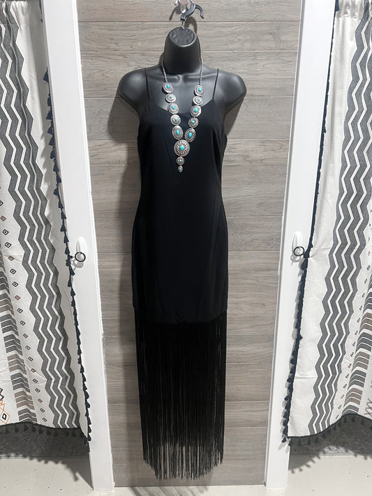 Black Farrah Fringe Dress