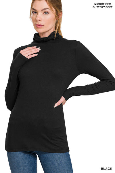 Black Solid Turtleneck