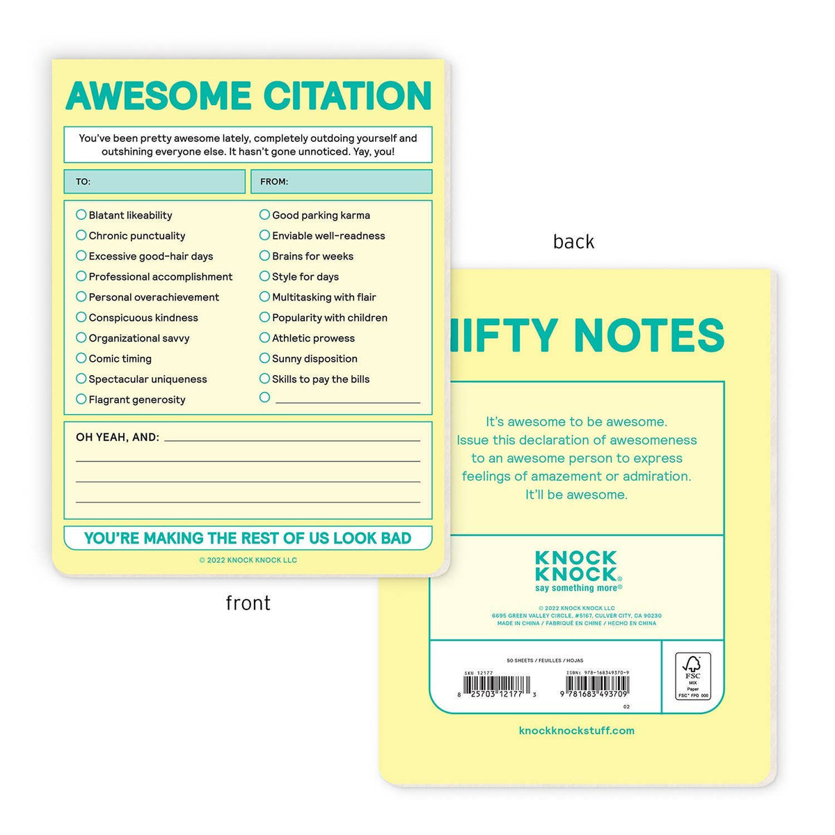 Awesome Citation Nifty Note Pad (Pastel Version)