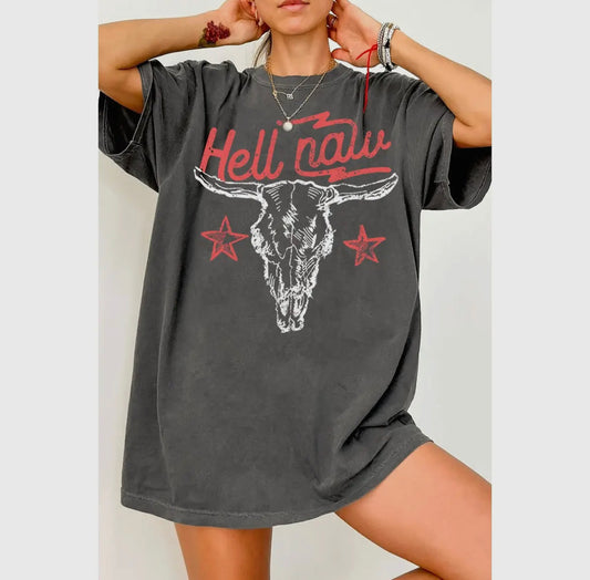 Hell Naw Premium Mineral Wash Graphic Tee