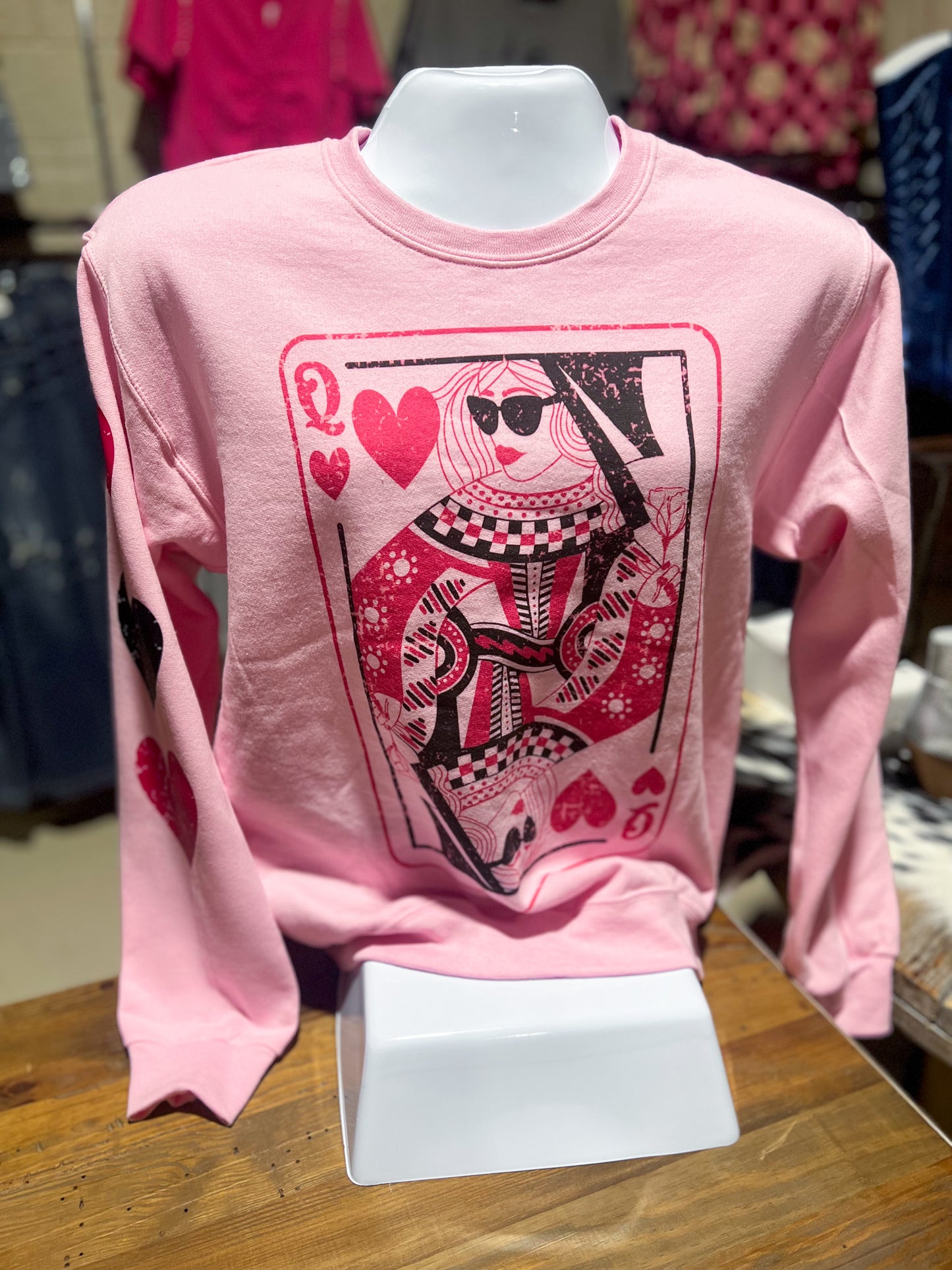 Pink Queen of Hearts Crewneck Sweatshirt