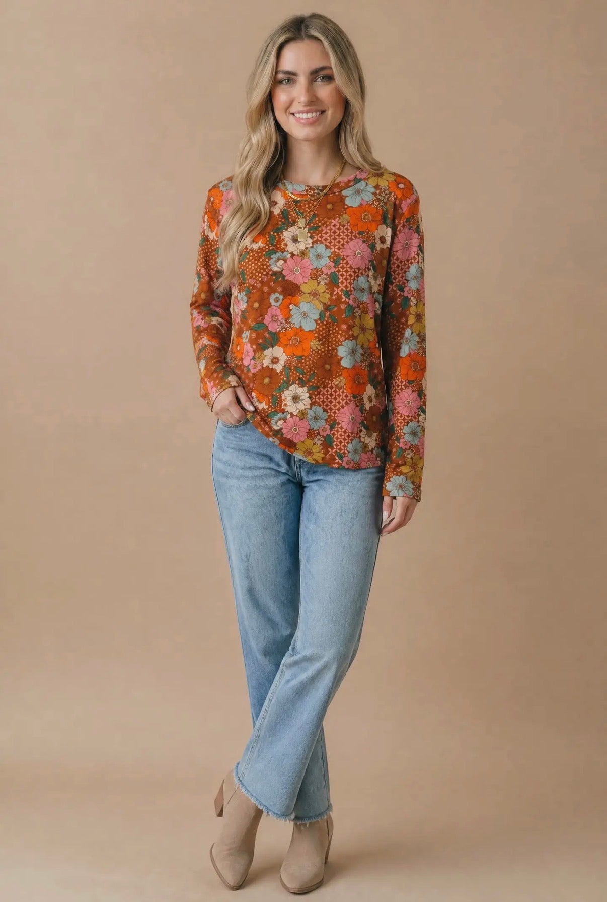 Spice Vintage Floral Long Sleeve Top