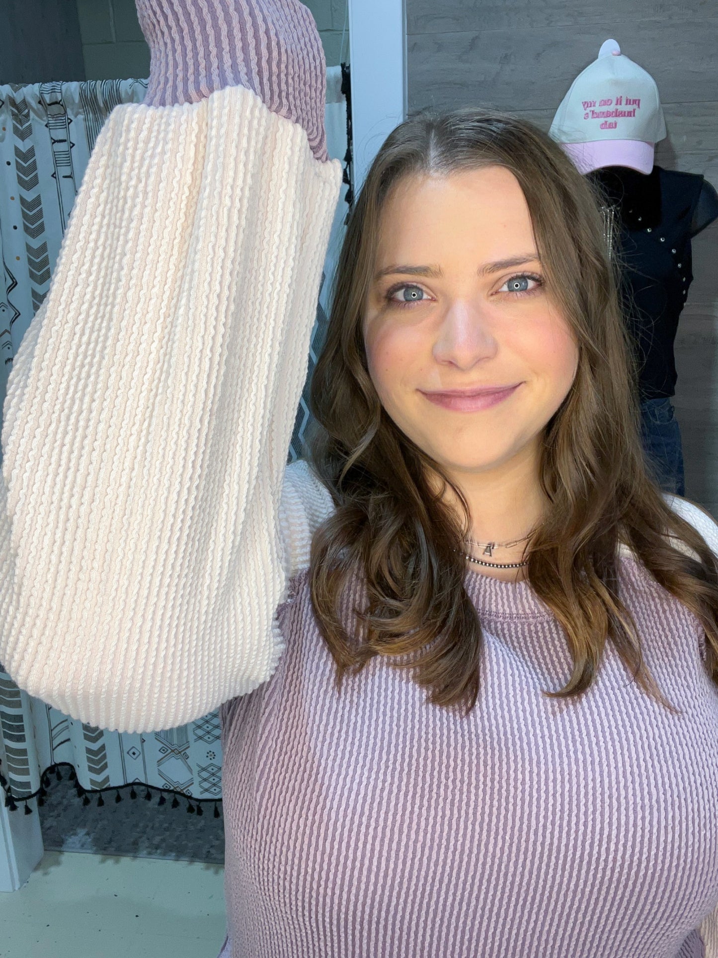 Dusty Lavender Ribbed Colorblock Top