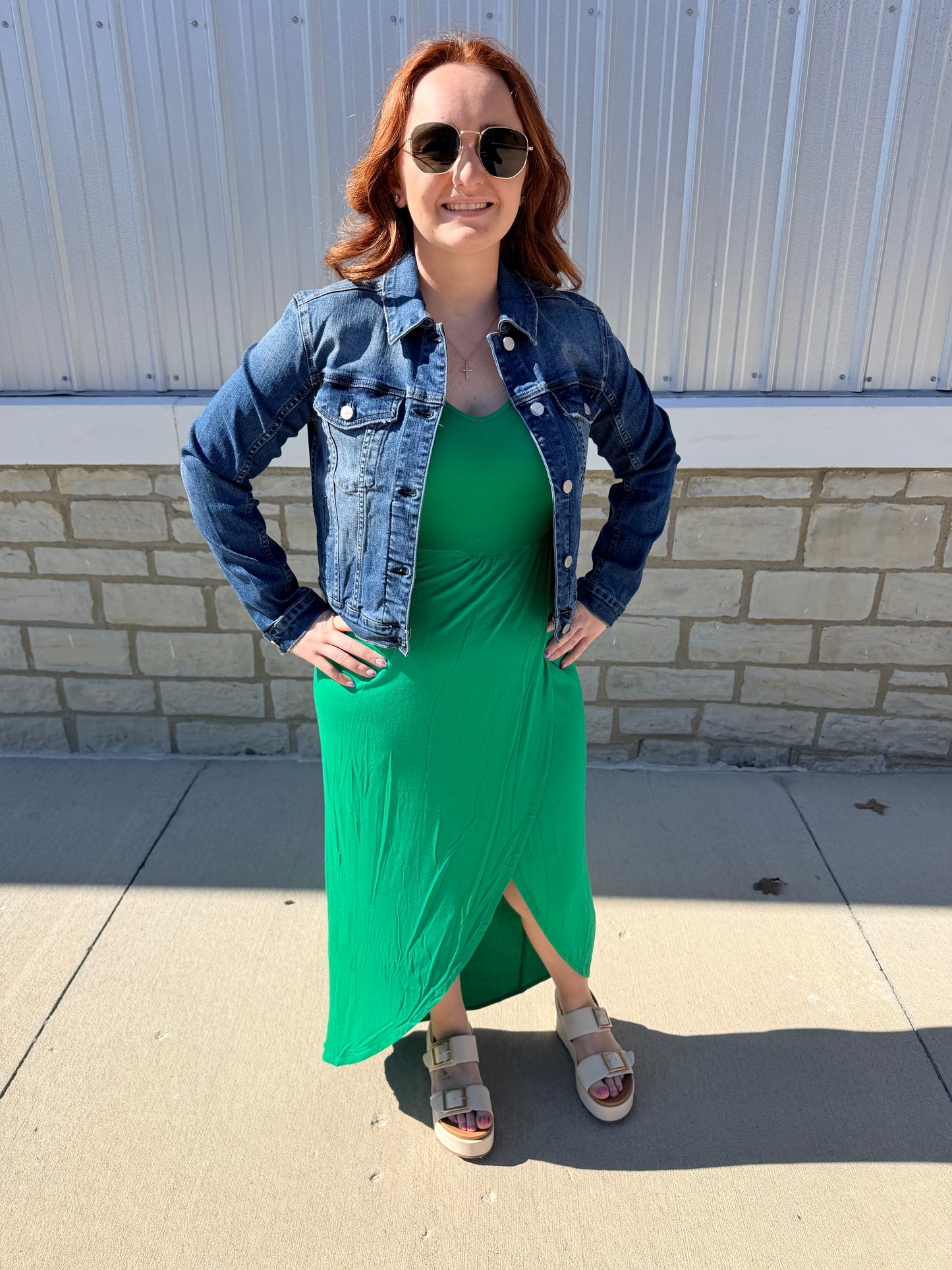 Kelly Green Tulip Hem Maxi Dress