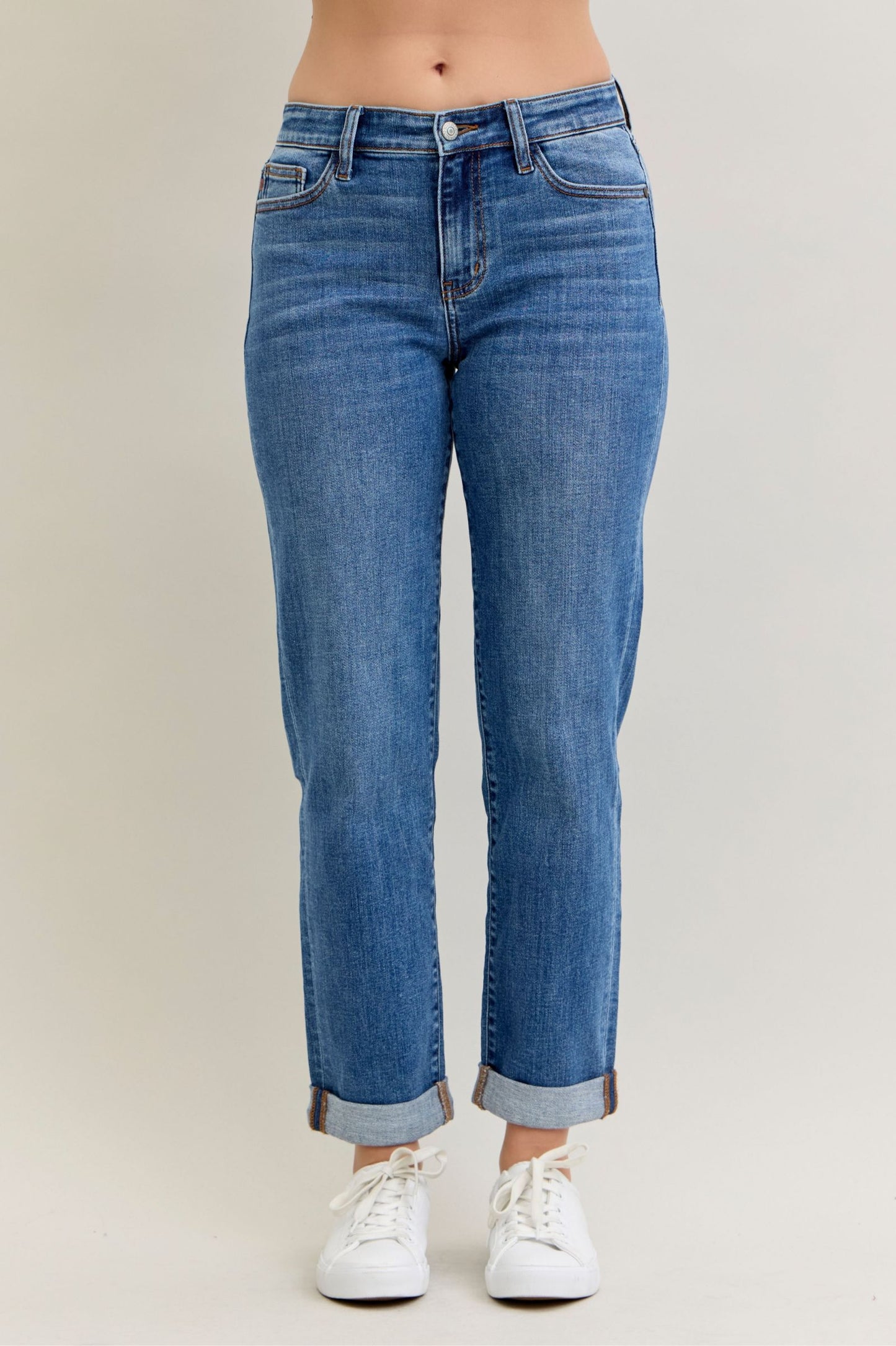 Judy Blue Heather Mid-Rise Boyfriend Fit Jeans (JB 82685)