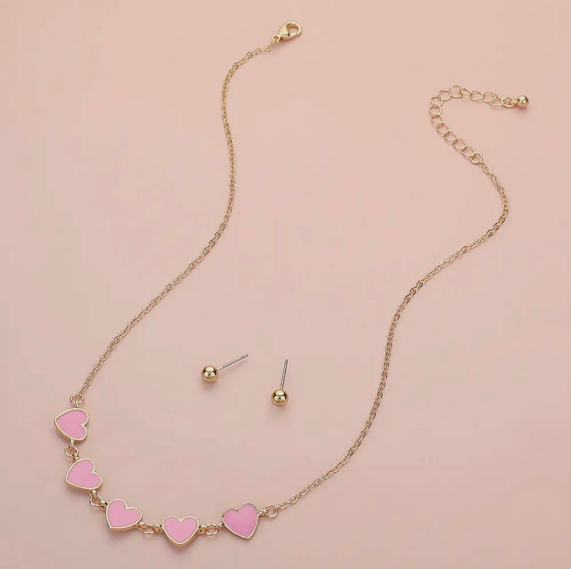 Pink Enamel Heart Necklace