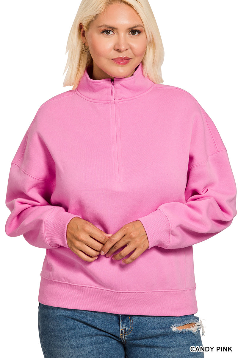 Candy Pink Half Zip Pullover