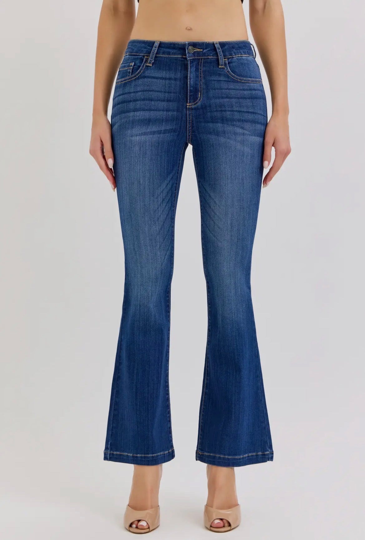 Braelynn Petite Mid Rise Flare Jeans