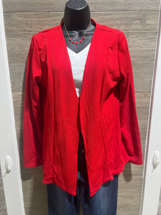 Red Open Front Blazer