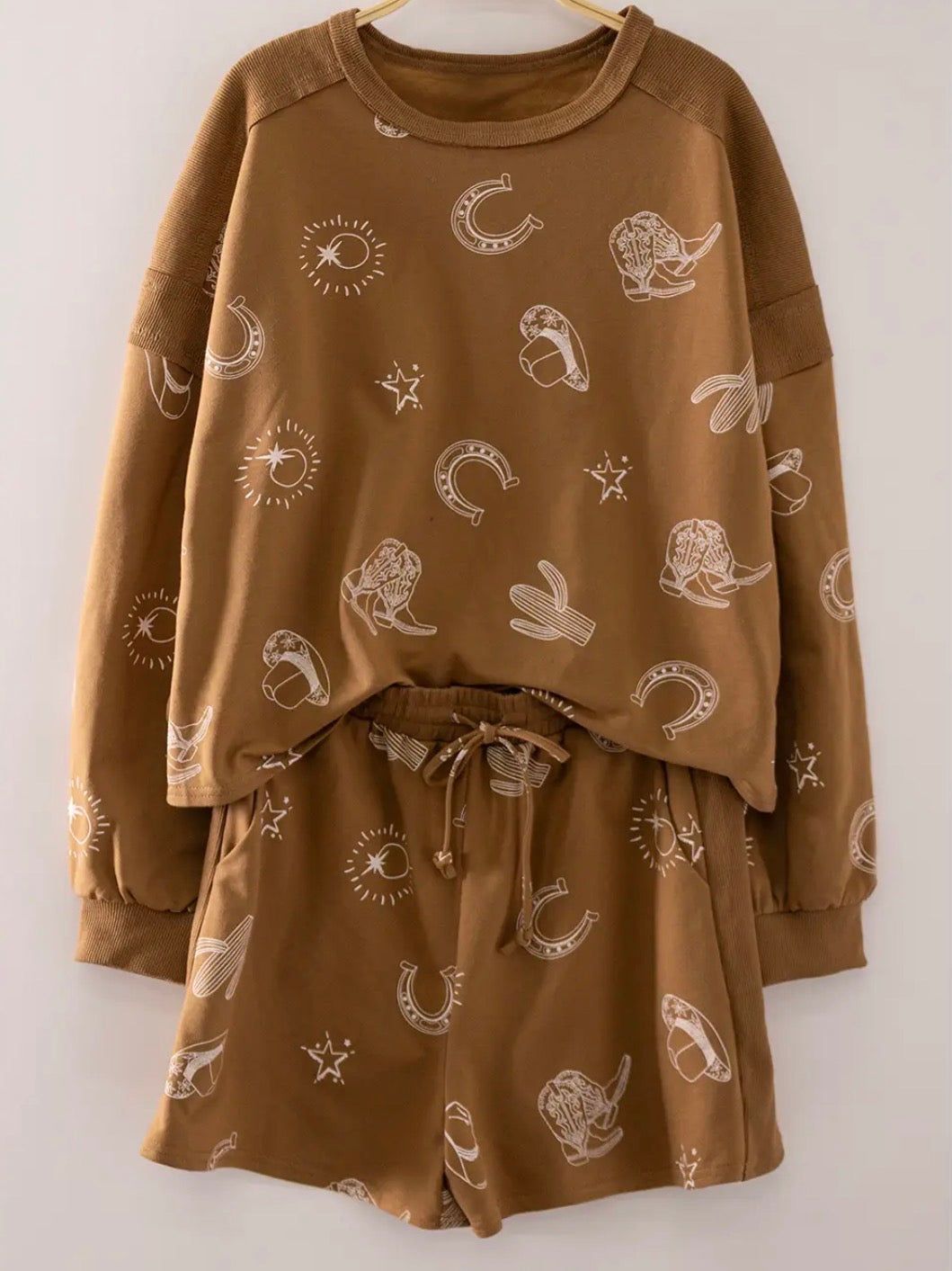 Caramel Western Print Lounge Set