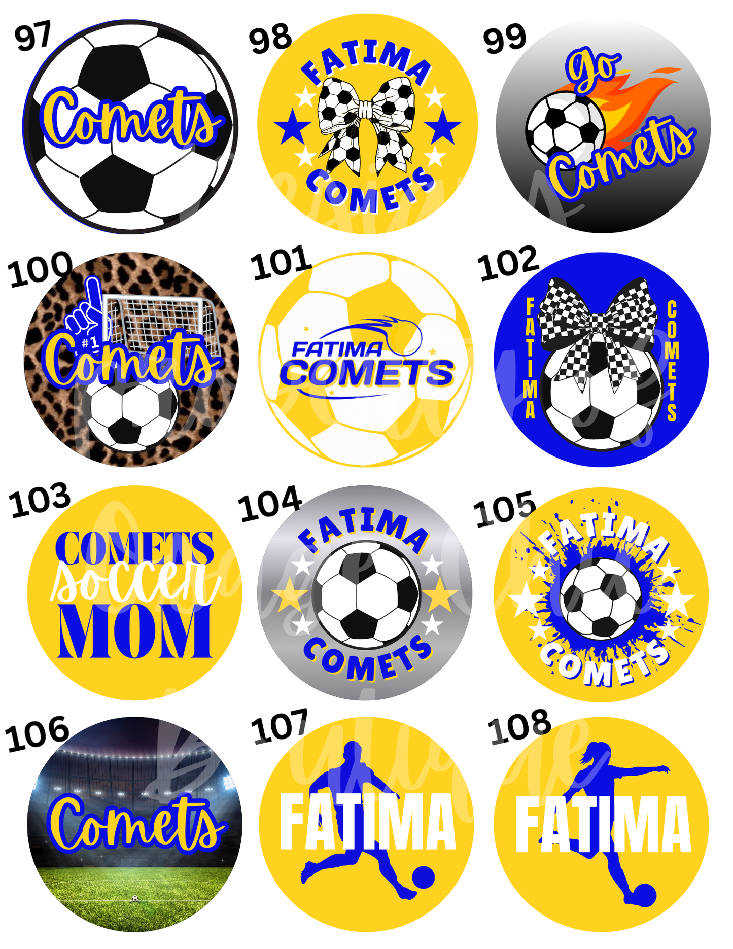 Fatima Comets Button Pins
