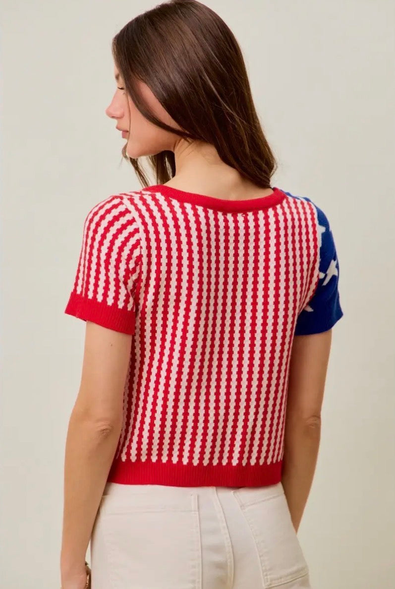 Stars & Stripes Tie Front Top