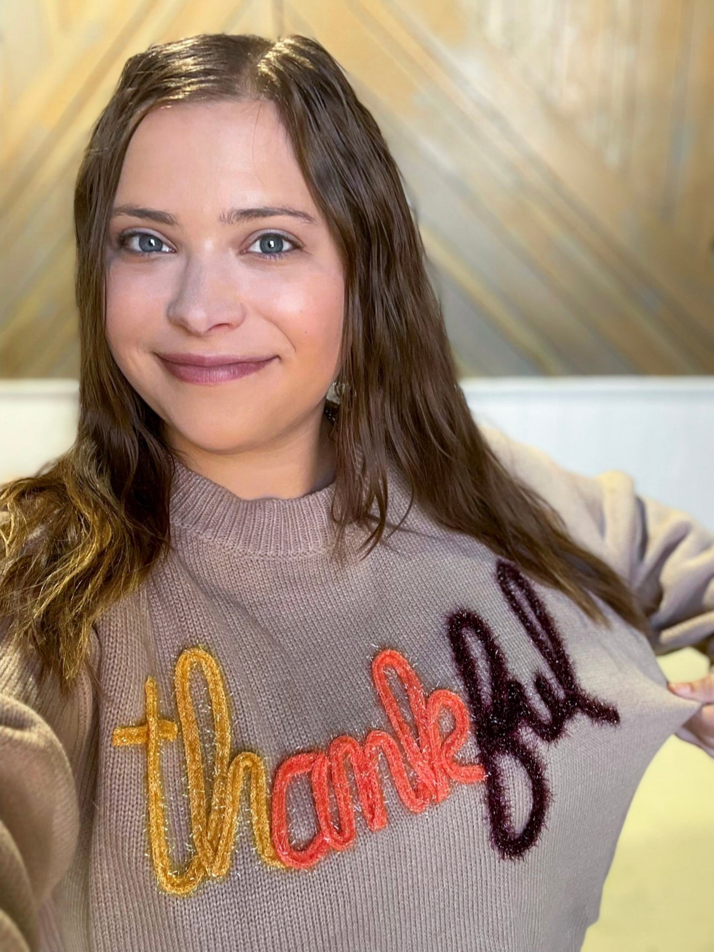 Thankful Embroidered Sweater