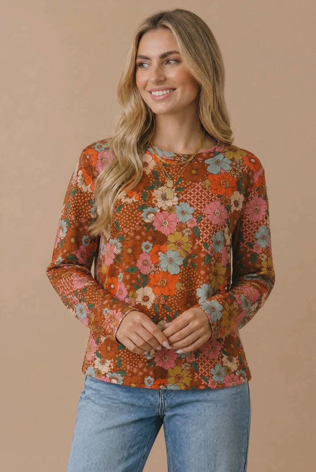 Spice Vintage Floral Long Sleeve Top