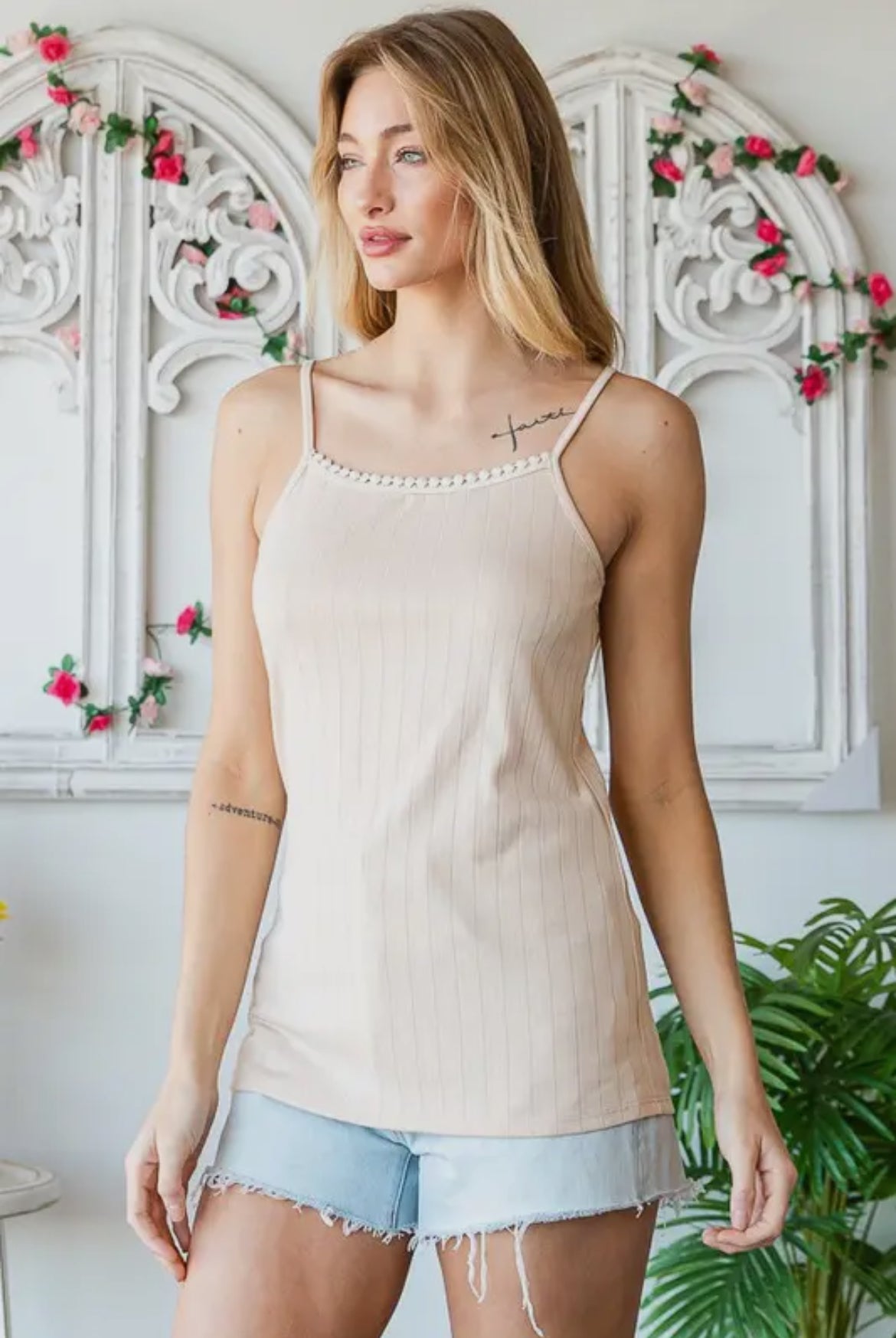 Taupe Ribbed Tank Top