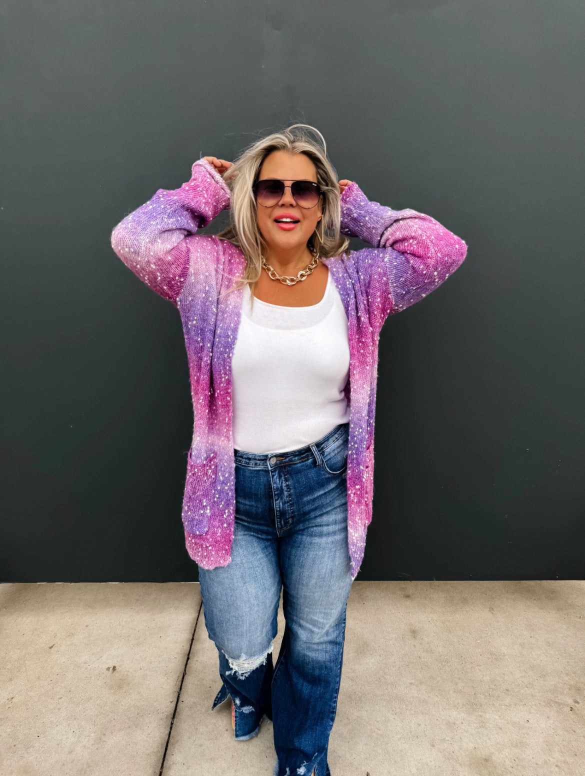 Lavender Starstruck Ombré Cardigan