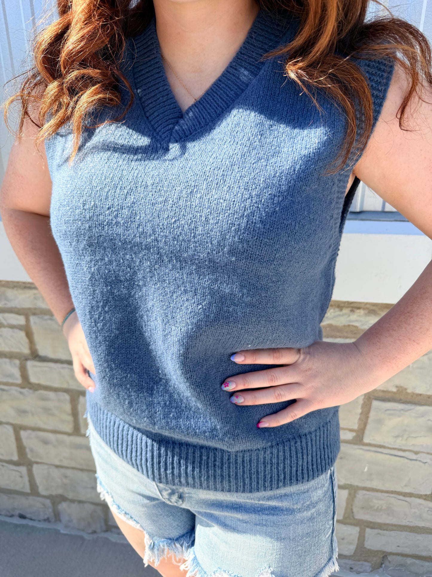 Dusty Blue Classic Sweater Vest