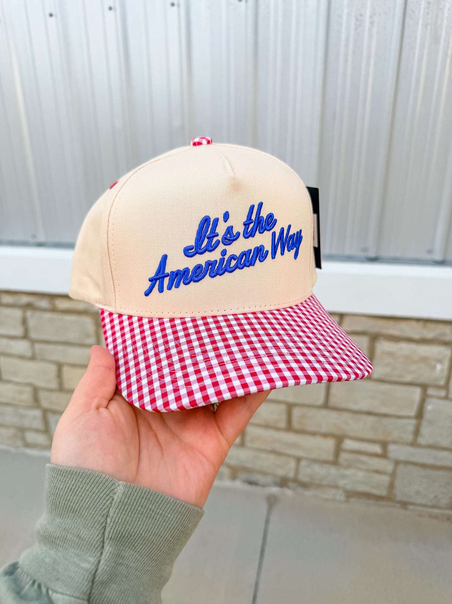 The American Way Gingham Trucker Hat