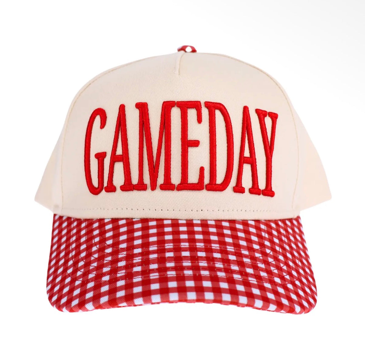 Red Gingham Game Day Trucker Hat
