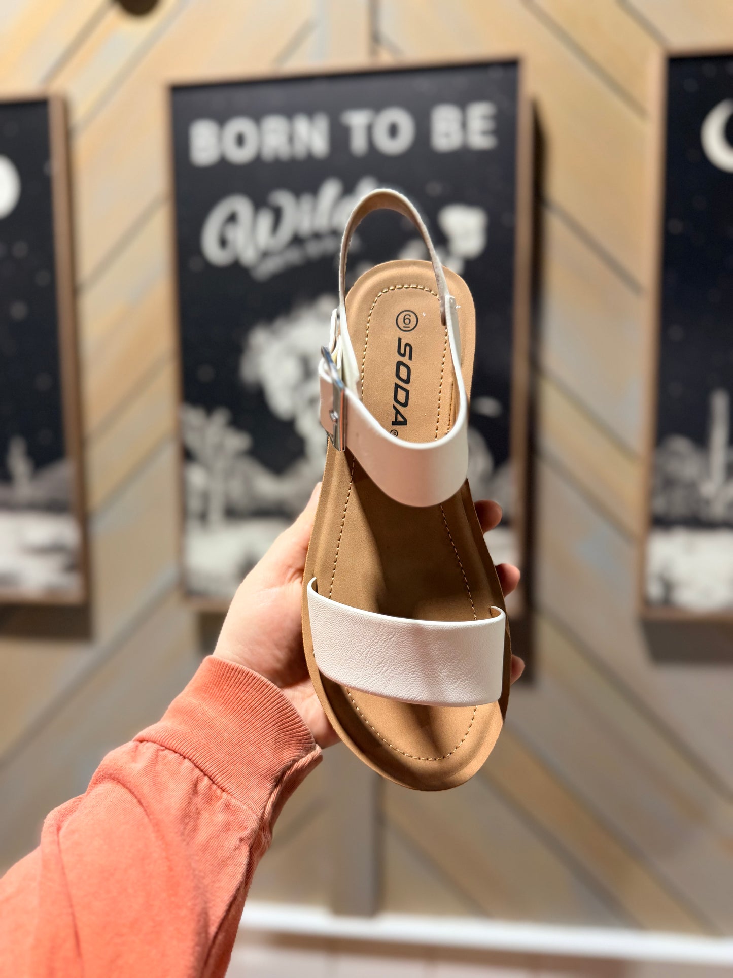 White Delaney Buckle Platform Sandals