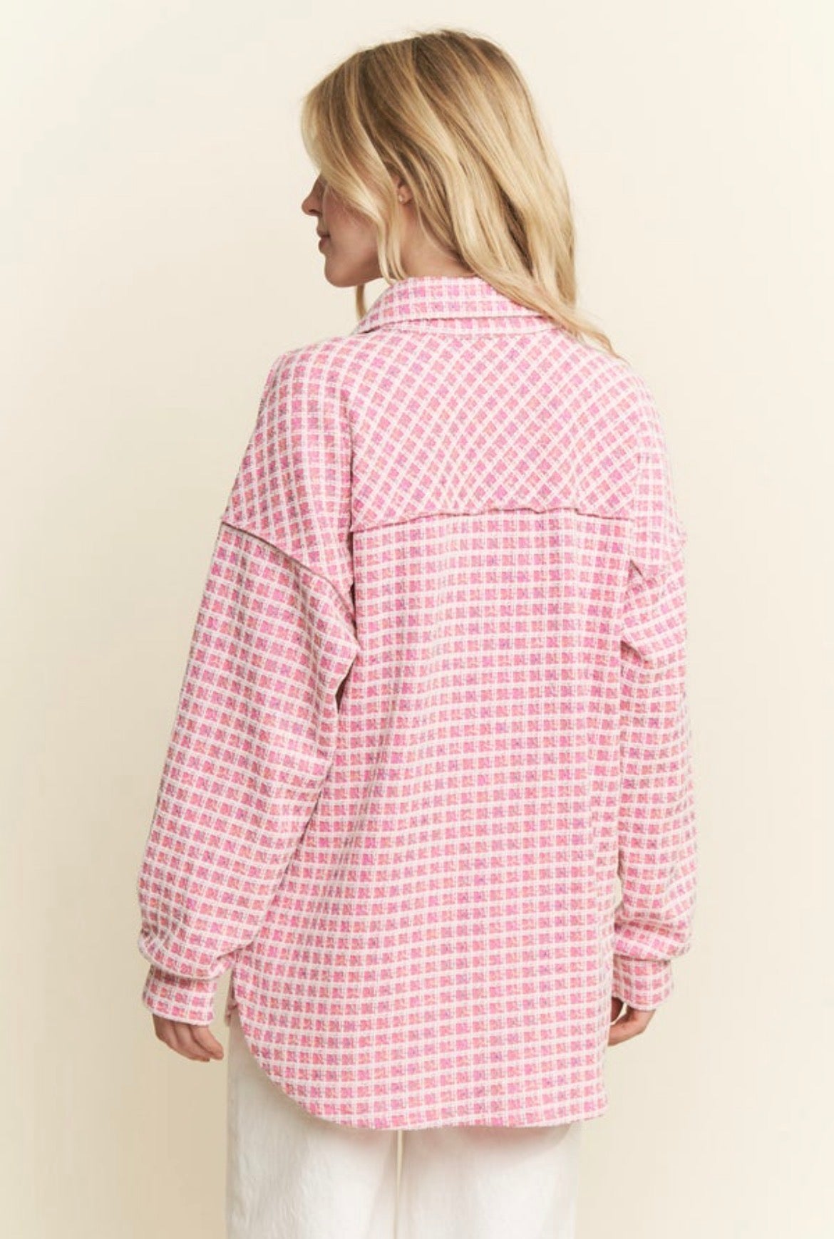 Pink Plaid Lightweight Shacket