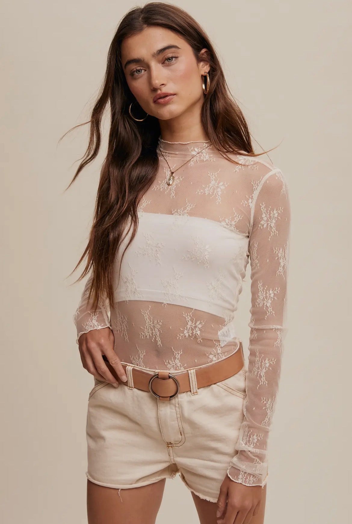 Ivory Lace Long Sleeve Top