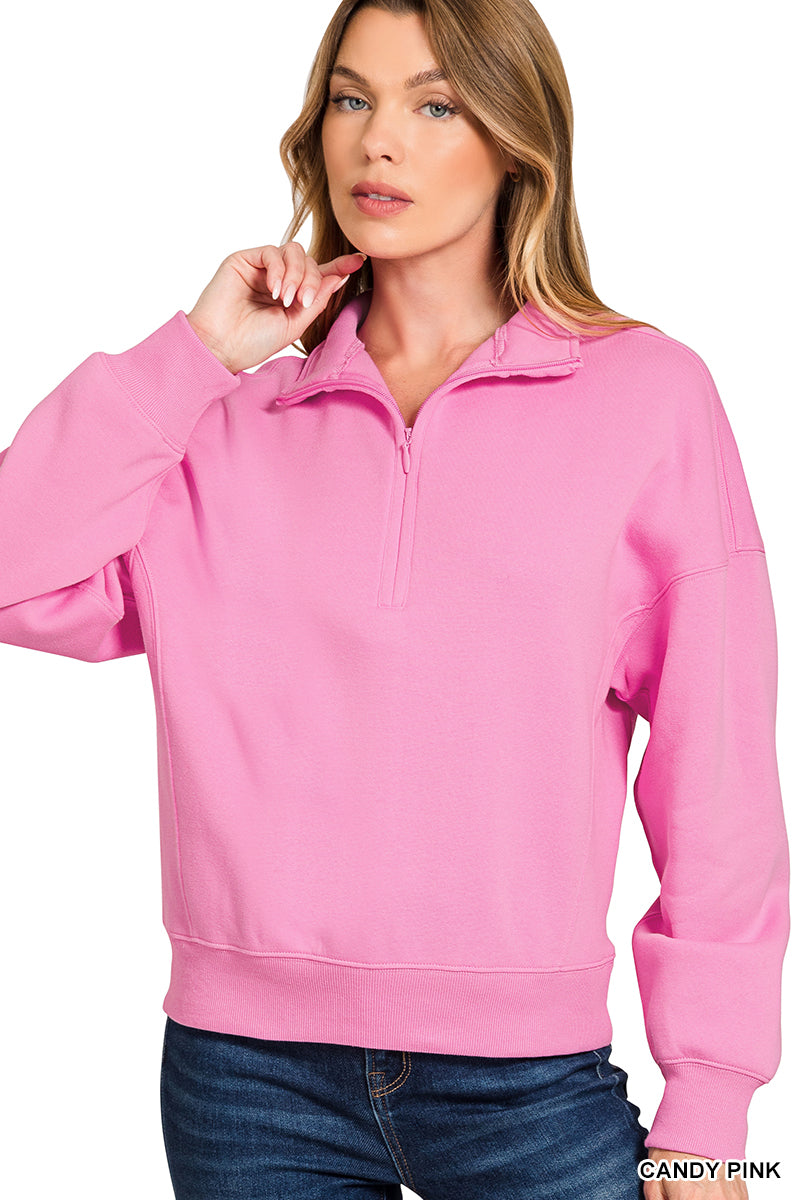 Candy Pink Half Zip Pullover