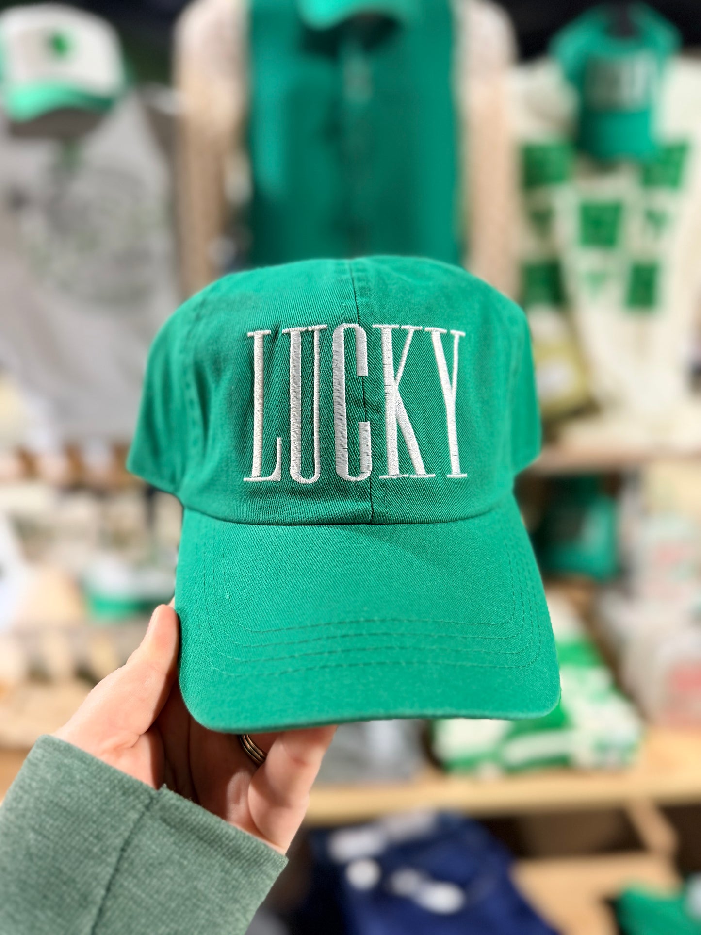 Green Lucky Embroidered Baseball Hat