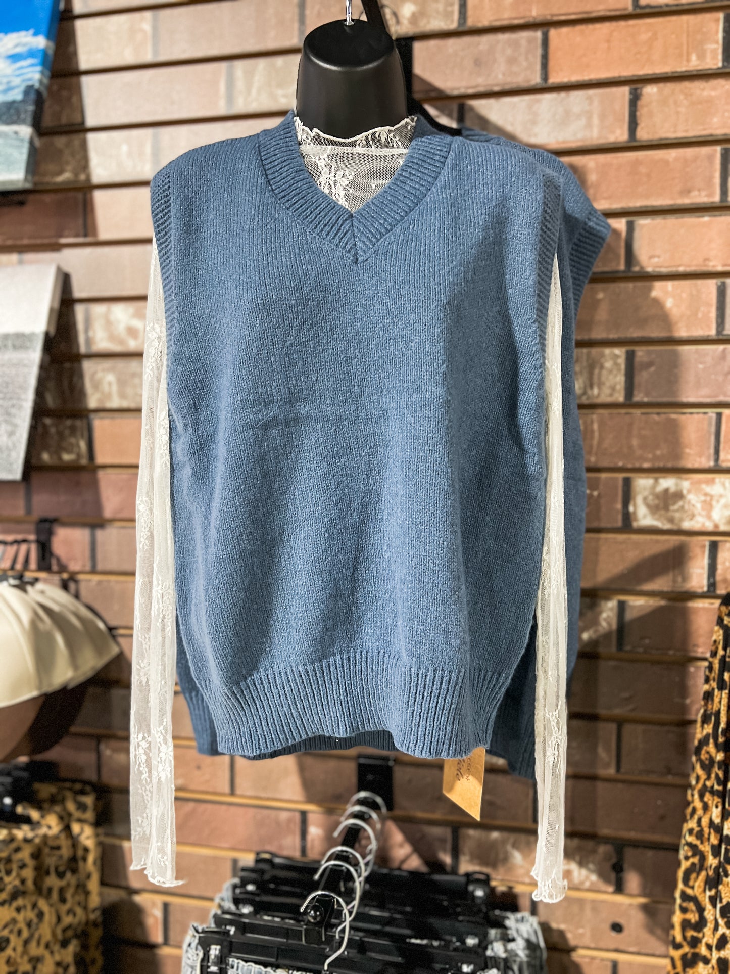 Dusty Blue Classic Sweater Vest