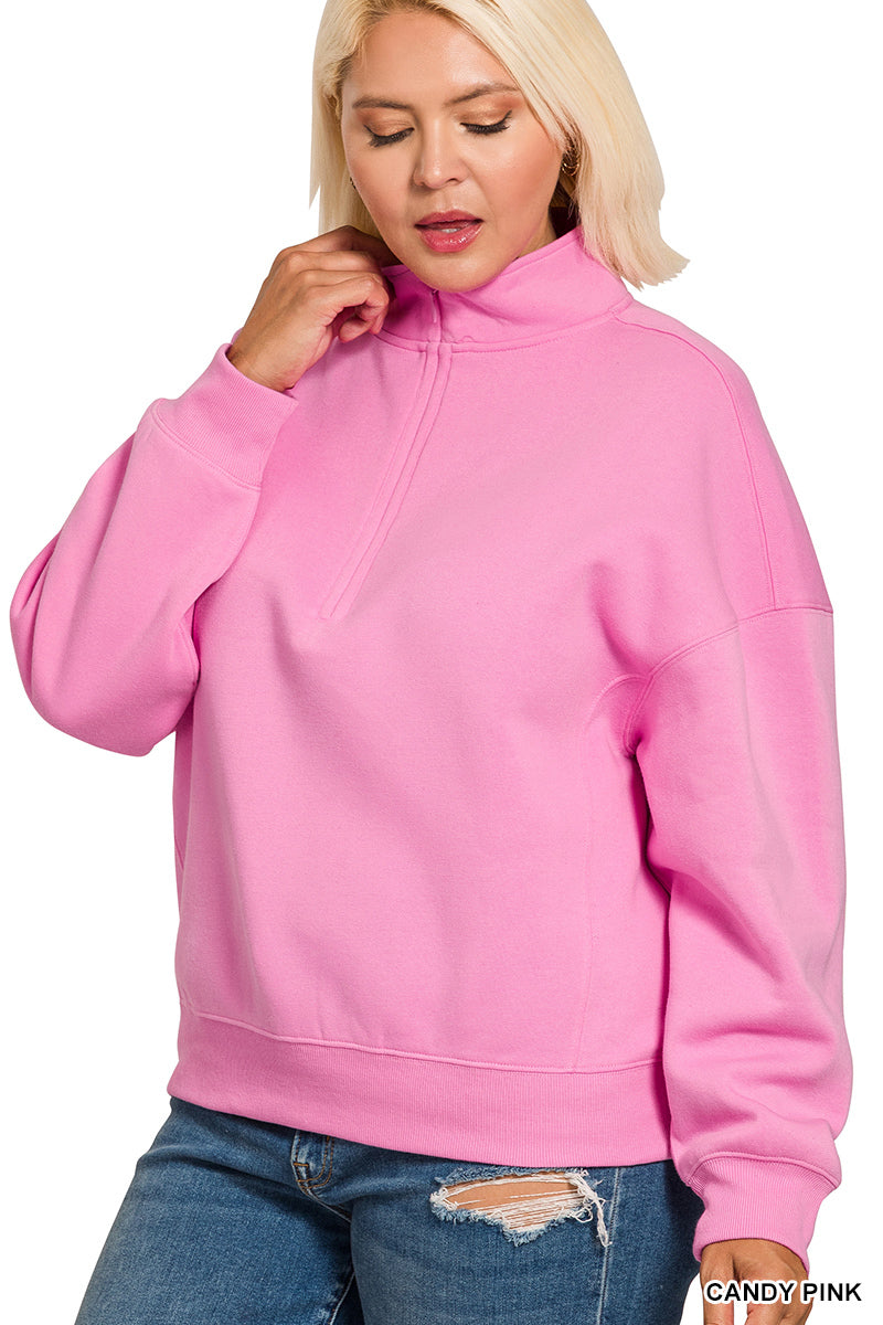 Candy Pink Half Zip Pullover