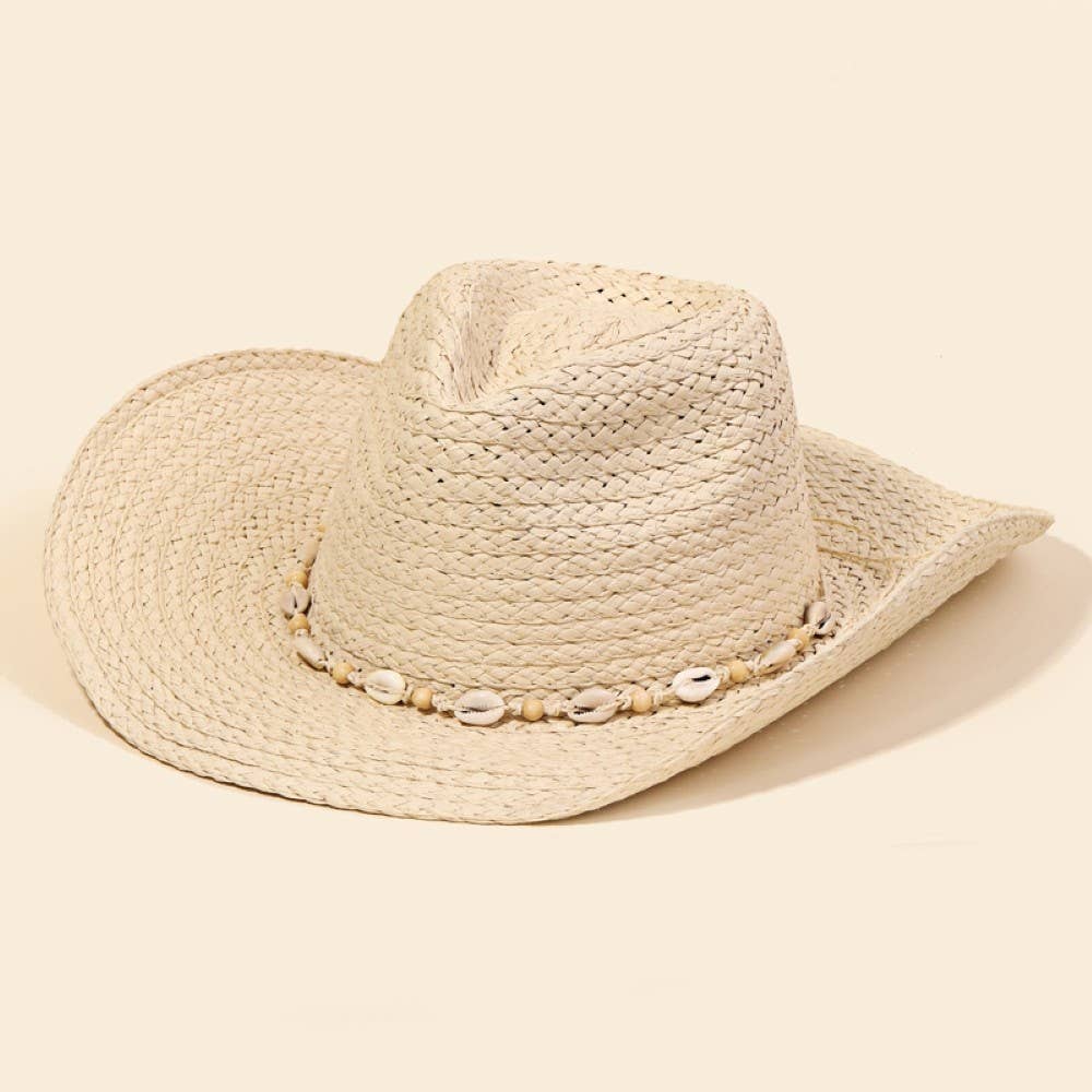 Cowrie Shell Braided Cowboy Hat