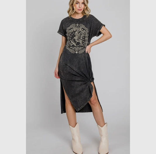 Here’s to the Cowgirls Premium Mineral Wash Dress