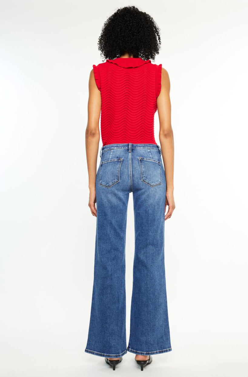 KanCan Rita Mid Rise Petite Wide Leg Jeans