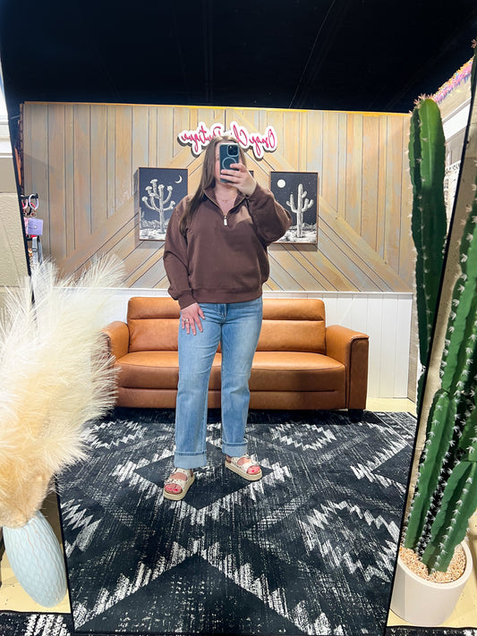 Brown Fleece 1/4 Zip Pullover