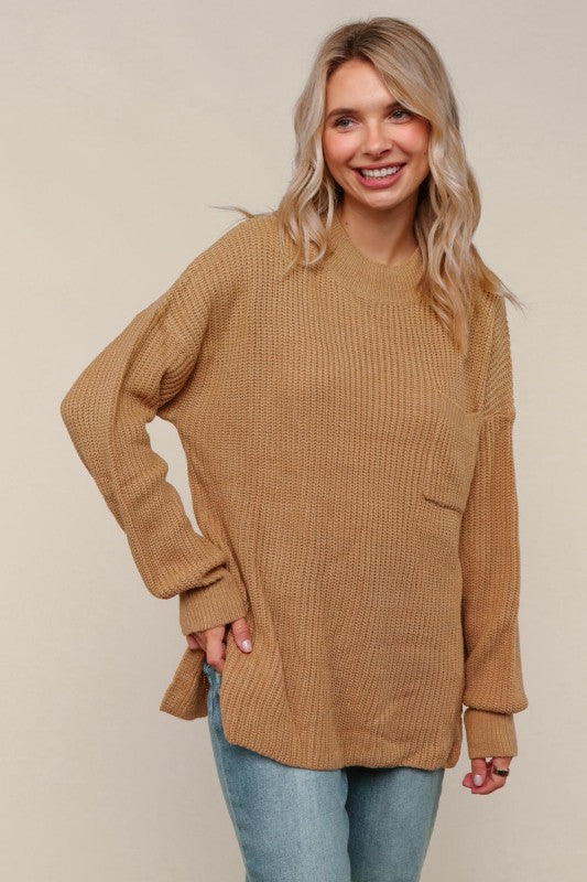 Taupe Relaxed Knit Sweater