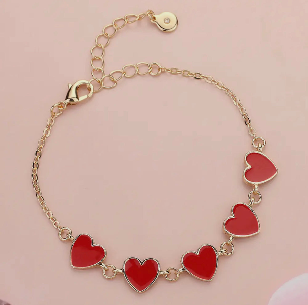 Red Enamel Heart Bracelet