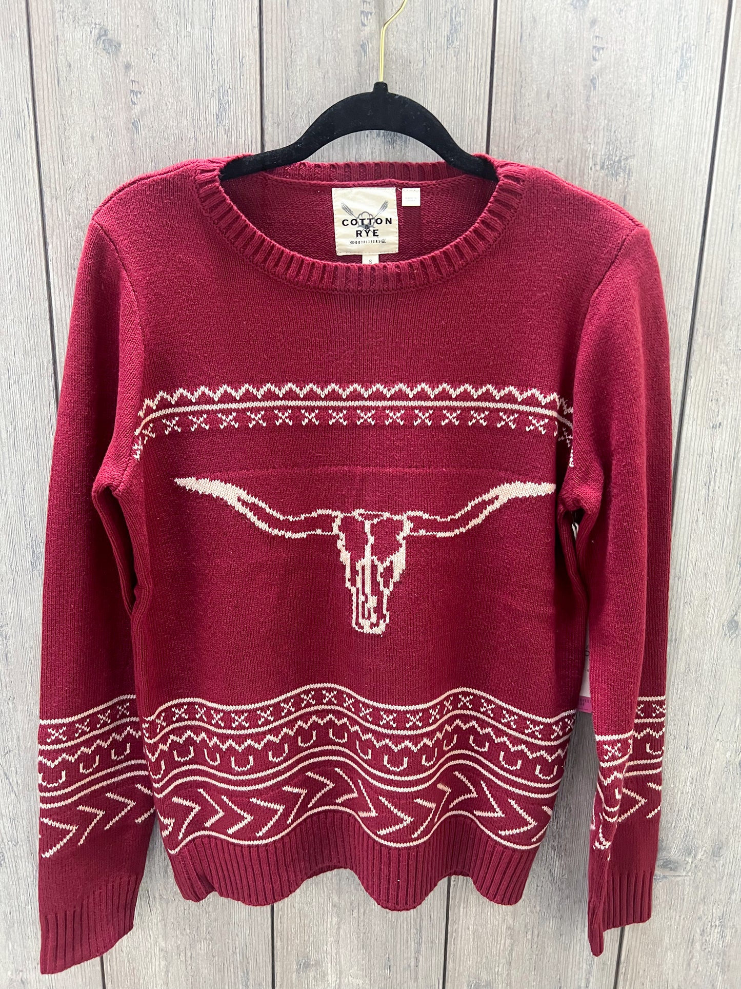 Wine Longhorn Sweater